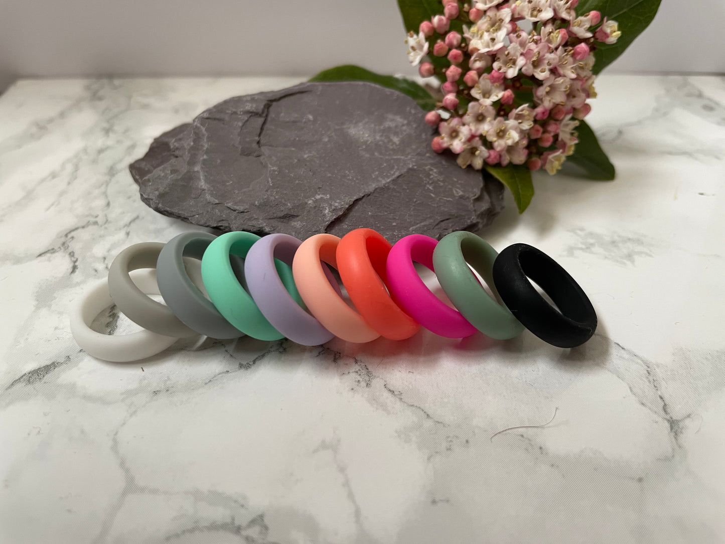 Bright Pink Silicone Rings for Women and Men, Smooth Wedding Bands Unisex Rings - 5mm