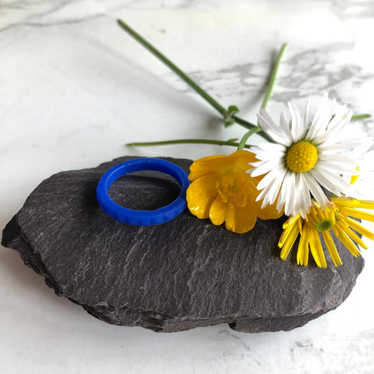 Royal Blue Ridged Stackable Silicone Wedding Ring Bands