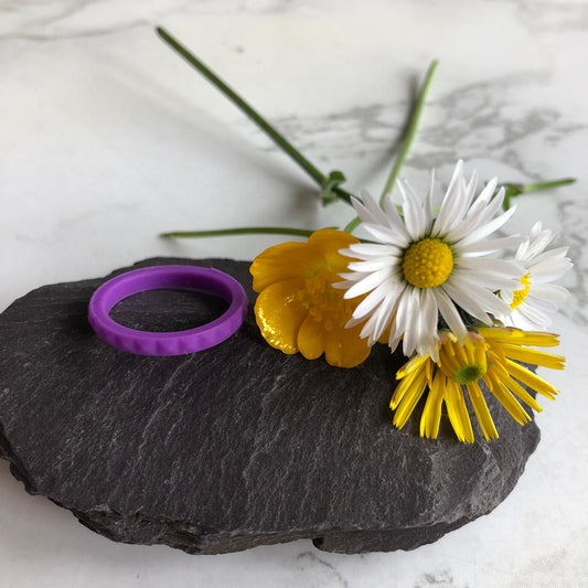 Purple Ridged Stackable Silicone Wedding Ring Bands