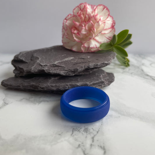 Royal Blue Wide Ridged Unisex Wedding Bands, Silicone Rings for Women and Men - 8mm