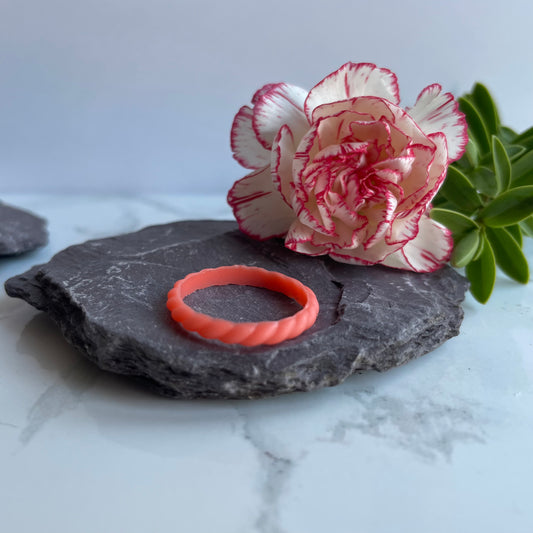 Coral Braided Silicone Wedding Ring Bands