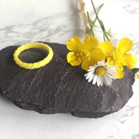 Yellow Braided Silicone Wedding Ring Bands
