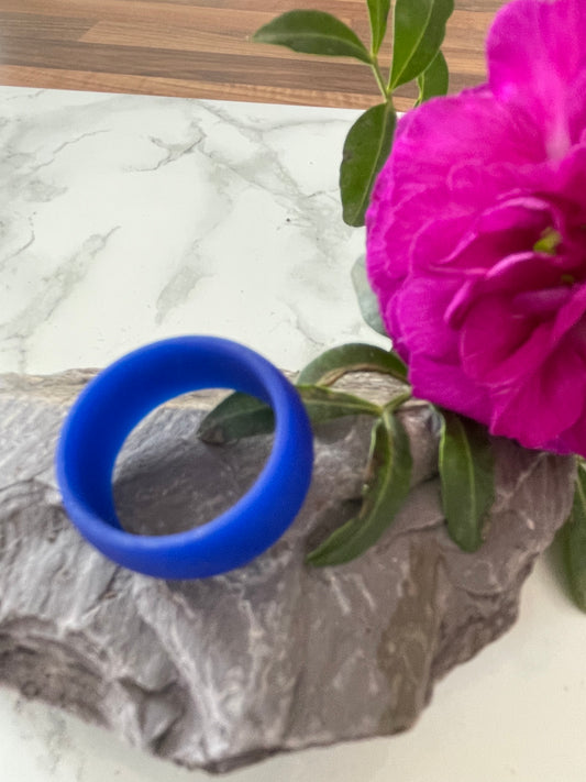 Royal Blue Smooth Unisex Wedding Bands, Silicone Rings for Women and Men - 8mm